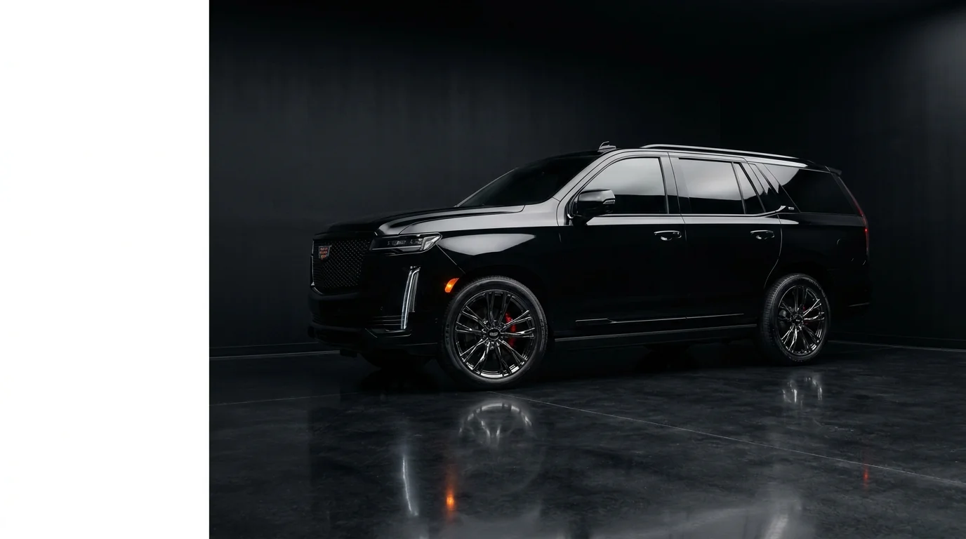 Luxury SUV with forged wheels at night